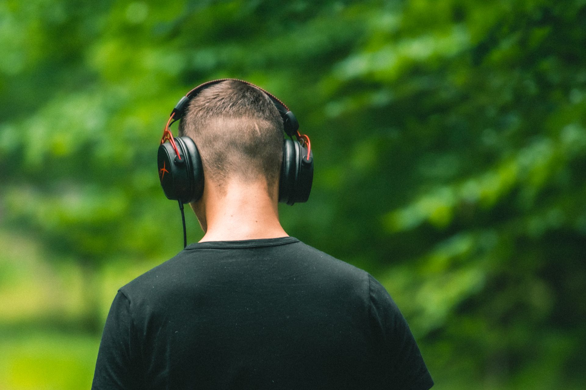 Adult participant listening to nature sounds